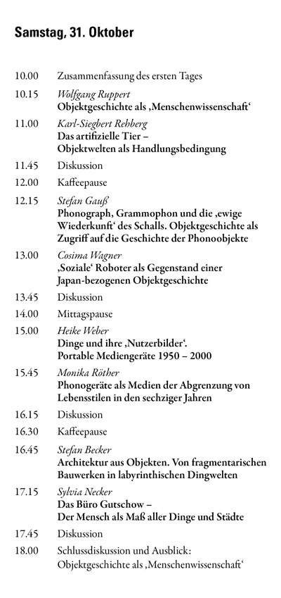 Programm Samstag